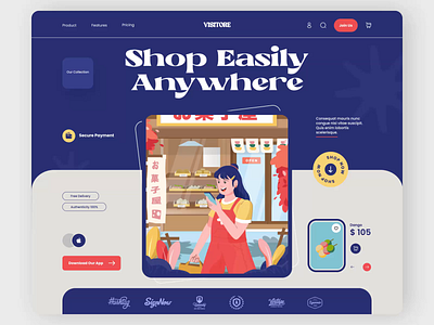 Visitore - E-commerce Website Header animation design ecommerce header home page illustration motion graphics online shopping shopping store