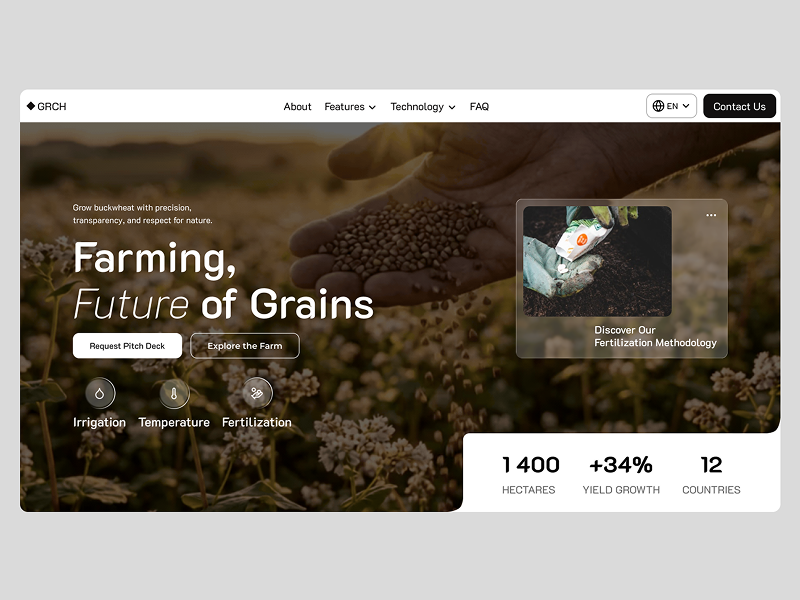 Agricultural Farm Web Design · Hero Section design figma motion graphics ui uxui web webdesign