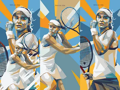 Elena Rybakina action blue colorful digital illustration elena rybakina fanart illustration pop art poster design sport sport poster sports tennis tennis player tennis poster vector