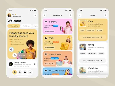 Laundry Service Mobile App UI app design booking app interface design laundry app laundry service minimal ui mobile app mobile design mobile ui on demand app product design service app ui design ui ux user interface ux design