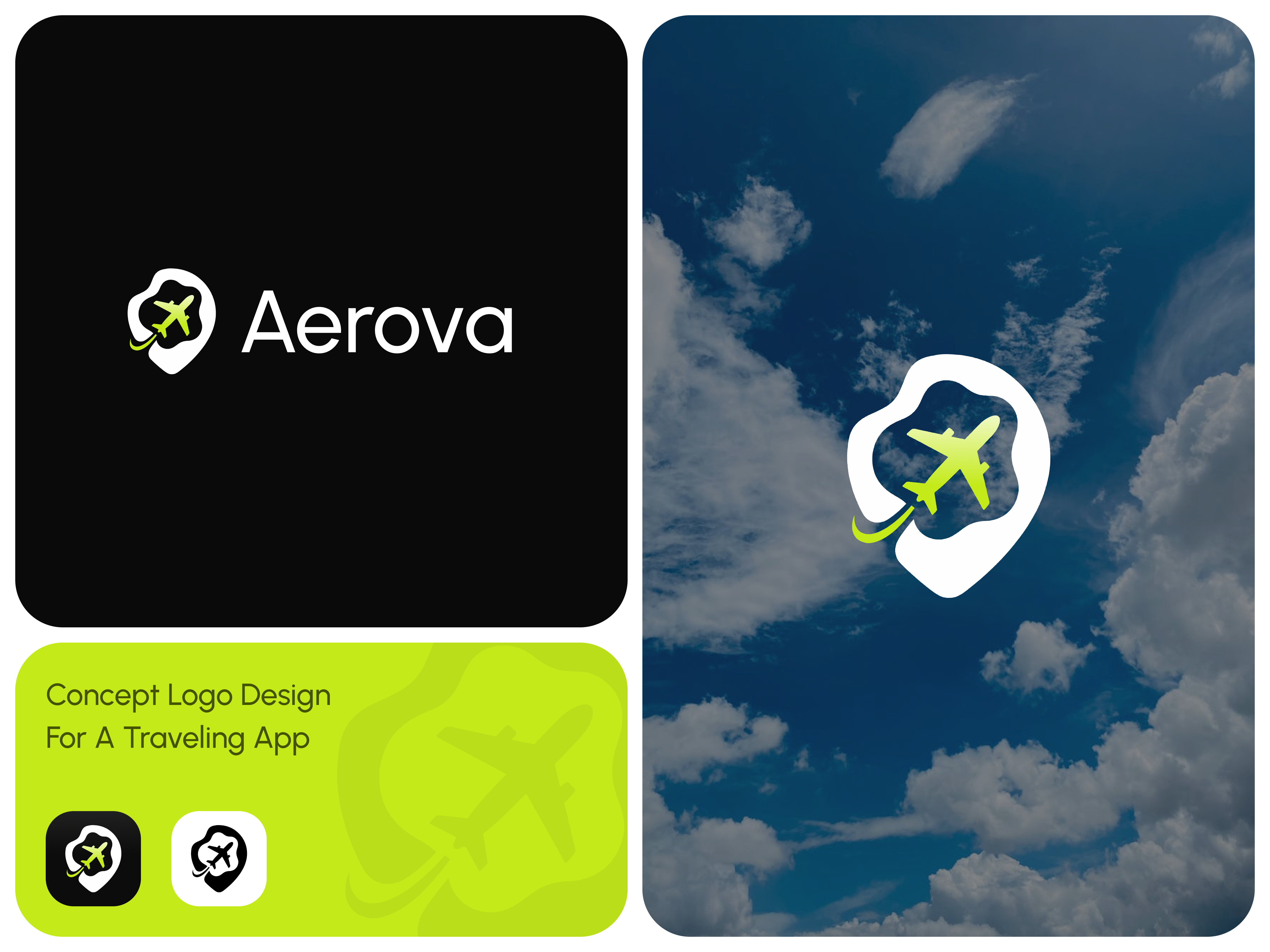AEROVA - Travel App Logo Design branding concept design dribbble ecommerce figma graphic design illustration logo logo design travel ui vector