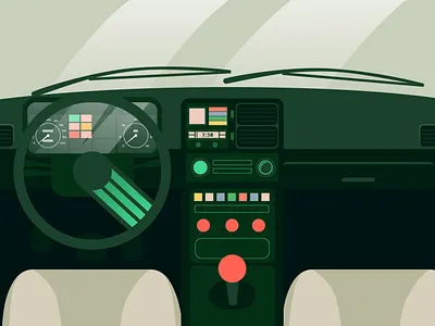 Car interior car car design car interior carinterior design graphic illustration interior pastel vector vintage