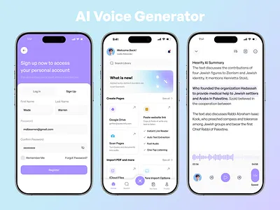 AI Voice Generator Mobile App ai ai chartbot ai mobile app ai music ai voice app app design chat bot chat gpt generator home image generator app mobile mobile app design modern ui product smart ui ux voice