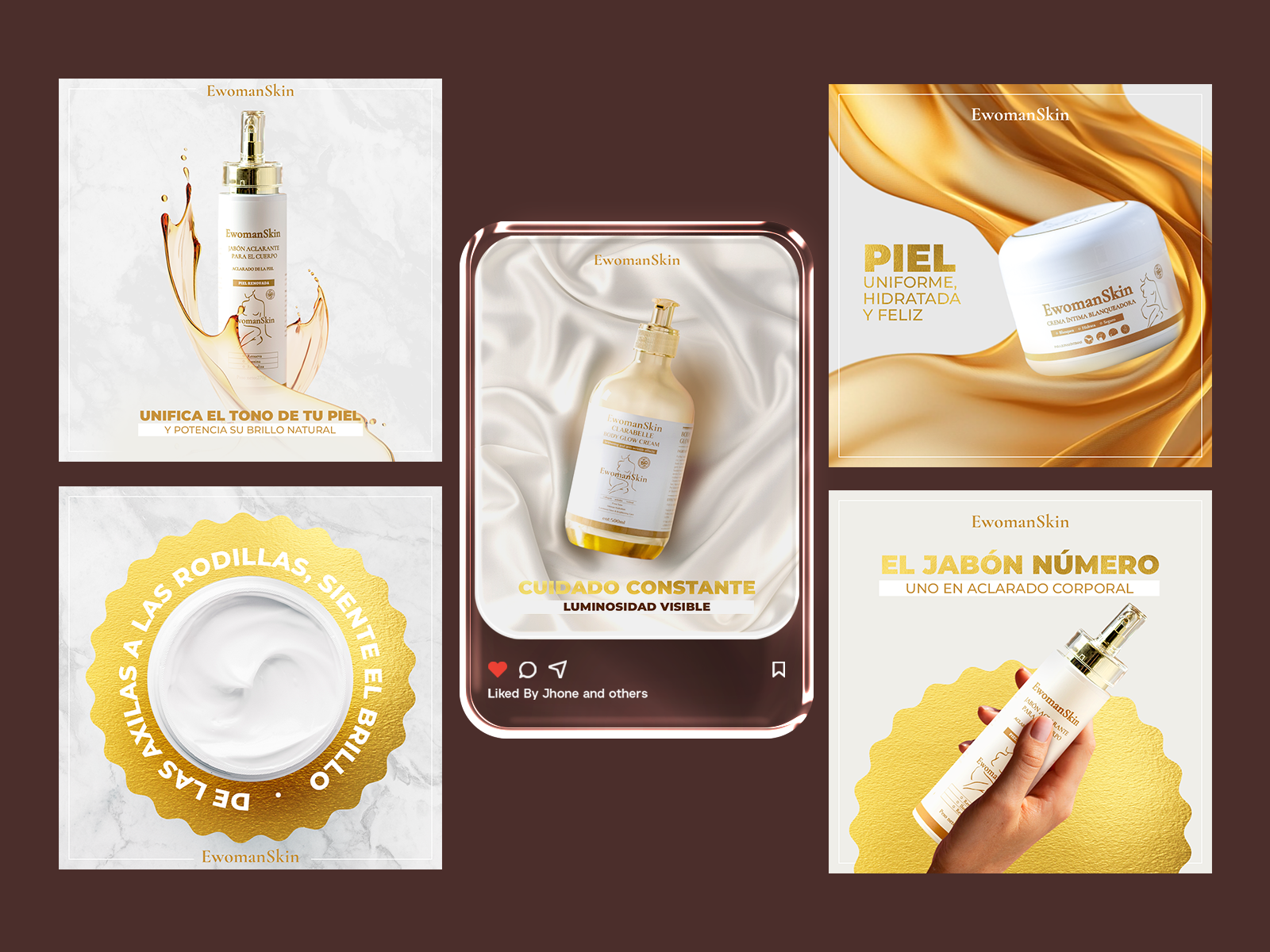Luxury Skincare Social Media Design | EwomanSkin ads design advertising aesthetic aesthetic design beauty branding beauty campaign beauty post brand identity branding content design graphic design instagram post luxury design marketing design minimal design skincare social media design typography visual identity