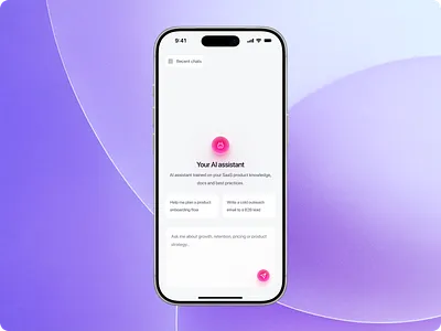 AI Assistant App — Mobile UI for SaaS ai assistant app ai chat interface app home screen b2b app design chatbot ui conversational ui empty state design figma ios app design minimal ui mobile app ux mobile ui design mobile ux product design saas mobile app