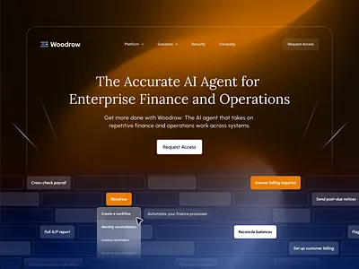 AI Financial Assistant — New Website Concept accounting agent ai app billing blue branding cta dark design finance homepage invoicing orange payroll product saas ui ux website