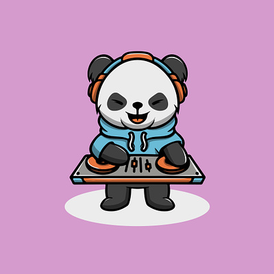 Cute Panda DJ animal cartoon celebration clipart cute design dj graphic design icon illustration kawaii logo mamals music panda party simple design ui valentine wildlife
