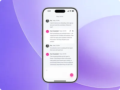 AI Assistant Chat Screen — Minimal Mobile UI ai assistant app ai chat ui ai product design b2b product design b2b saas design chat screen ui conversational ui figma ios app design message ui design minimal mobile ui mobile chat interface mobile ux design saas mobile app saas product design