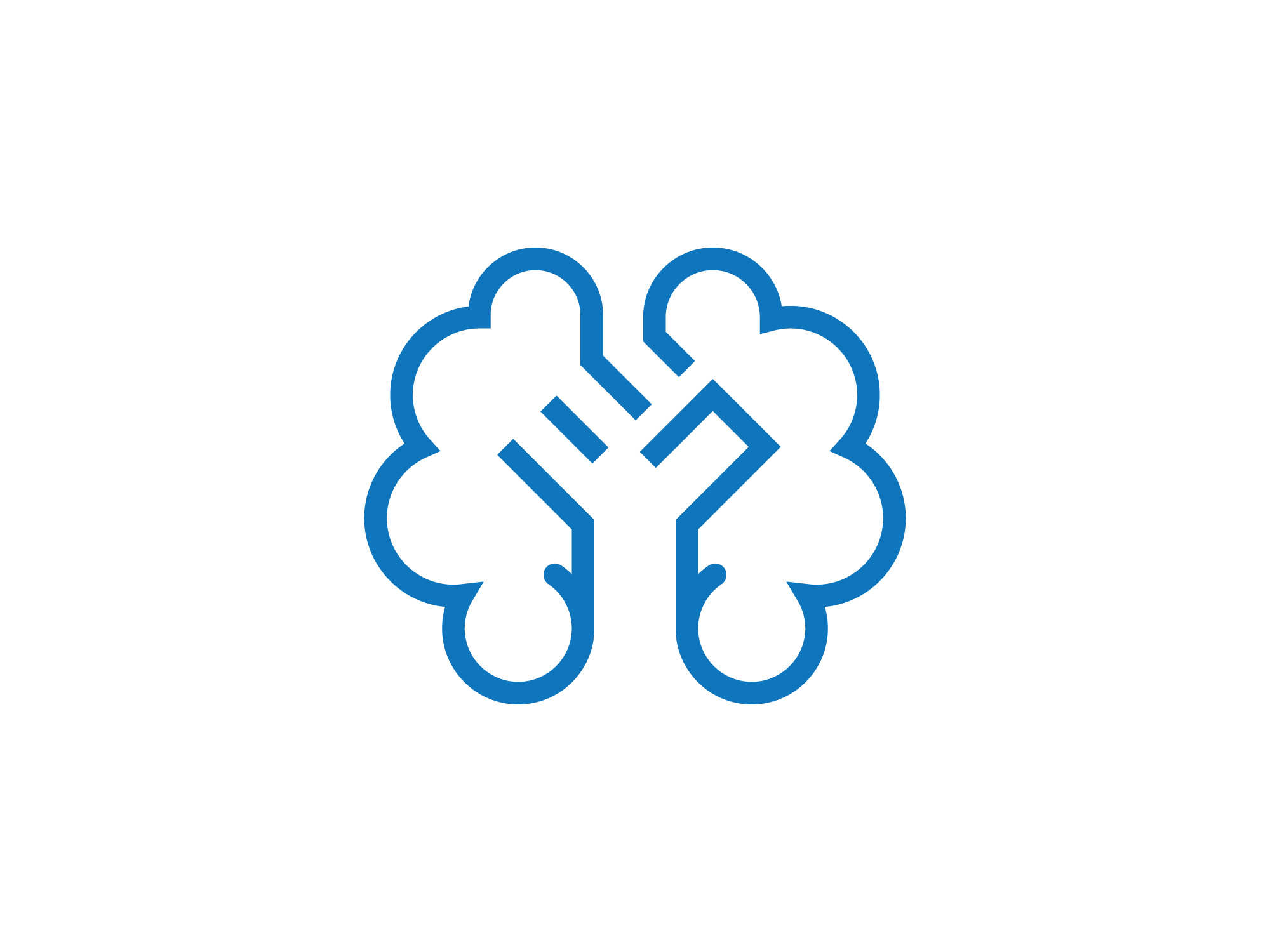 Modern Iconic Bold Fist Strong Brain Logo
