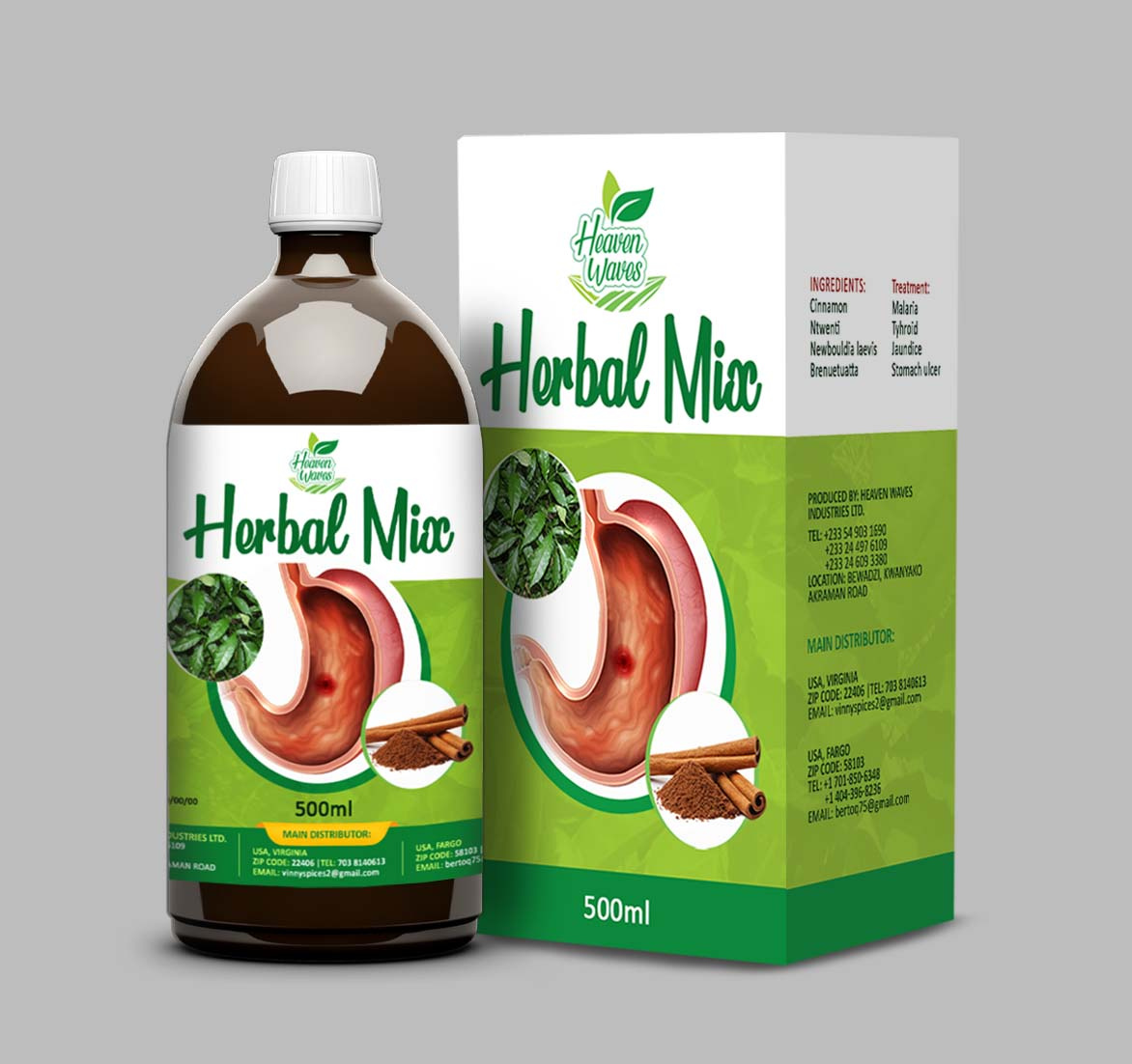 Packaging design for a natural herbal supplement.