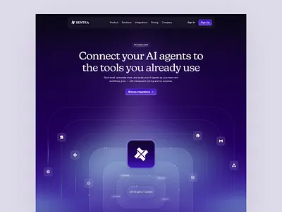 Sentra - Integration - AI Agent Website ai ai agent animation artificial intelligence clean design graphic design illustration integration integration page minimalist modern motion graphics ui uidesign uiux ux uxdesign web design website