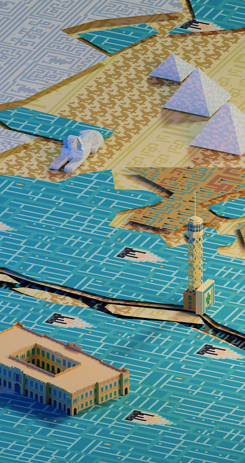 Cairo Building Renders 3d animation design game low poly mobile pixel video