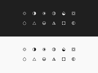 📸 Image editing icon brightness clarity clean color balance contrast edit picture editing image icons exposure fade highlight hue icons real project saturation sets of icons sharp temperature user interface