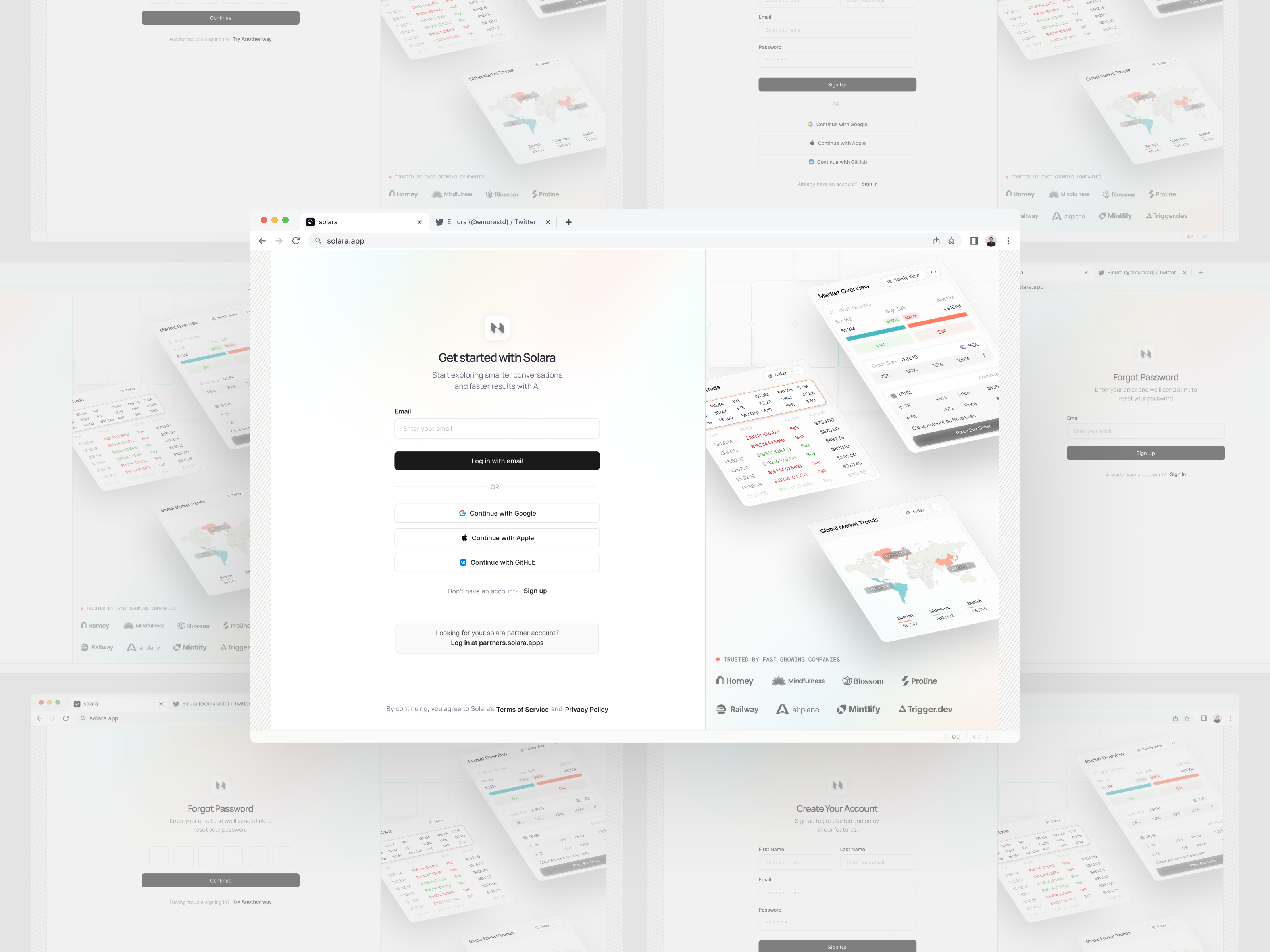 Solara – Authentication Flow analytics auth authentication automation business clean emura fintech form judha login page onboarding product product design registration saas sign in sign up uiux verification