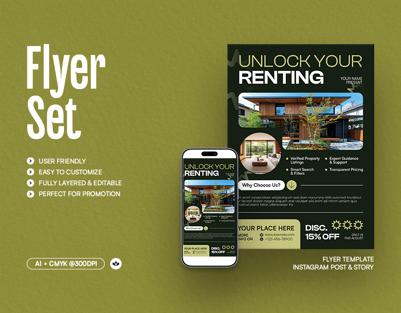 Rental Property Flyer design event flyer home house living real estate rental selling solasome template