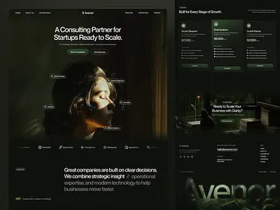 Avenor - Business Consulting Landing Page ☎️ agency website ai agency b2b b2b website business consulting business website consulting agency consulting website corporate website dark mode digital agency website landing page saas saas landingpage startup consulting startup website ui uiux web design website