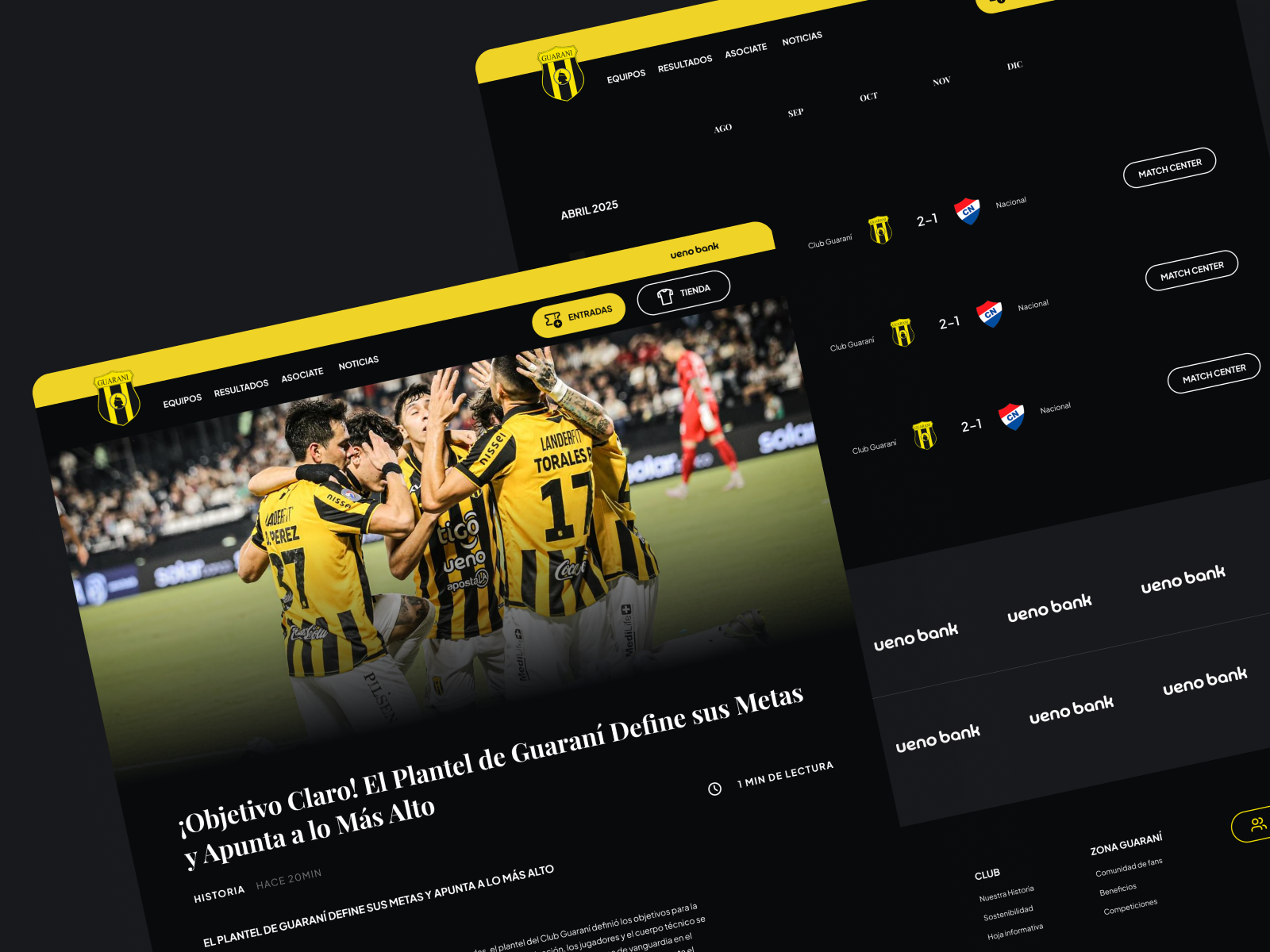 Club Guaraní | Football Web Design Concept UI UX 2025 clubguarani figma football soccer sports uidesign ux webdesign