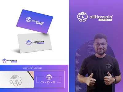 Ali Hossain Academy Logo Design abstract logo academic branding academy logo design brand identity creative logo education logo institute branding learning logo logo inspiration minimal logo modern logo design professional logo school logo training center logo typography logo university logo