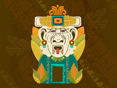 Aztec Warrior character design studio digital editorial illustration logo pattern patterns