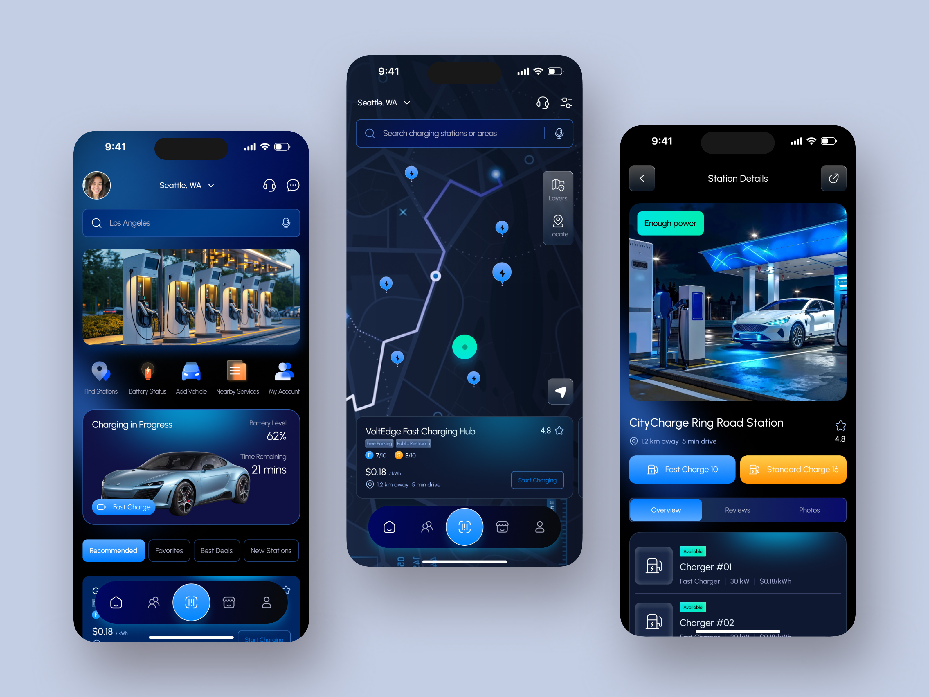EV Charging Station App UI Redesign | Finder & Booking UX app app design booking app charging station dashboard ui ev app ev charging location app map ui mobile app ui modern ui saas design smart city ui design ux design web