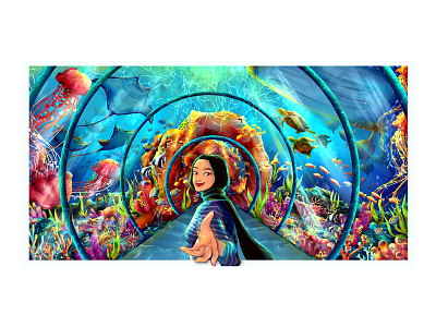 Dreamy Aquarium Illustration