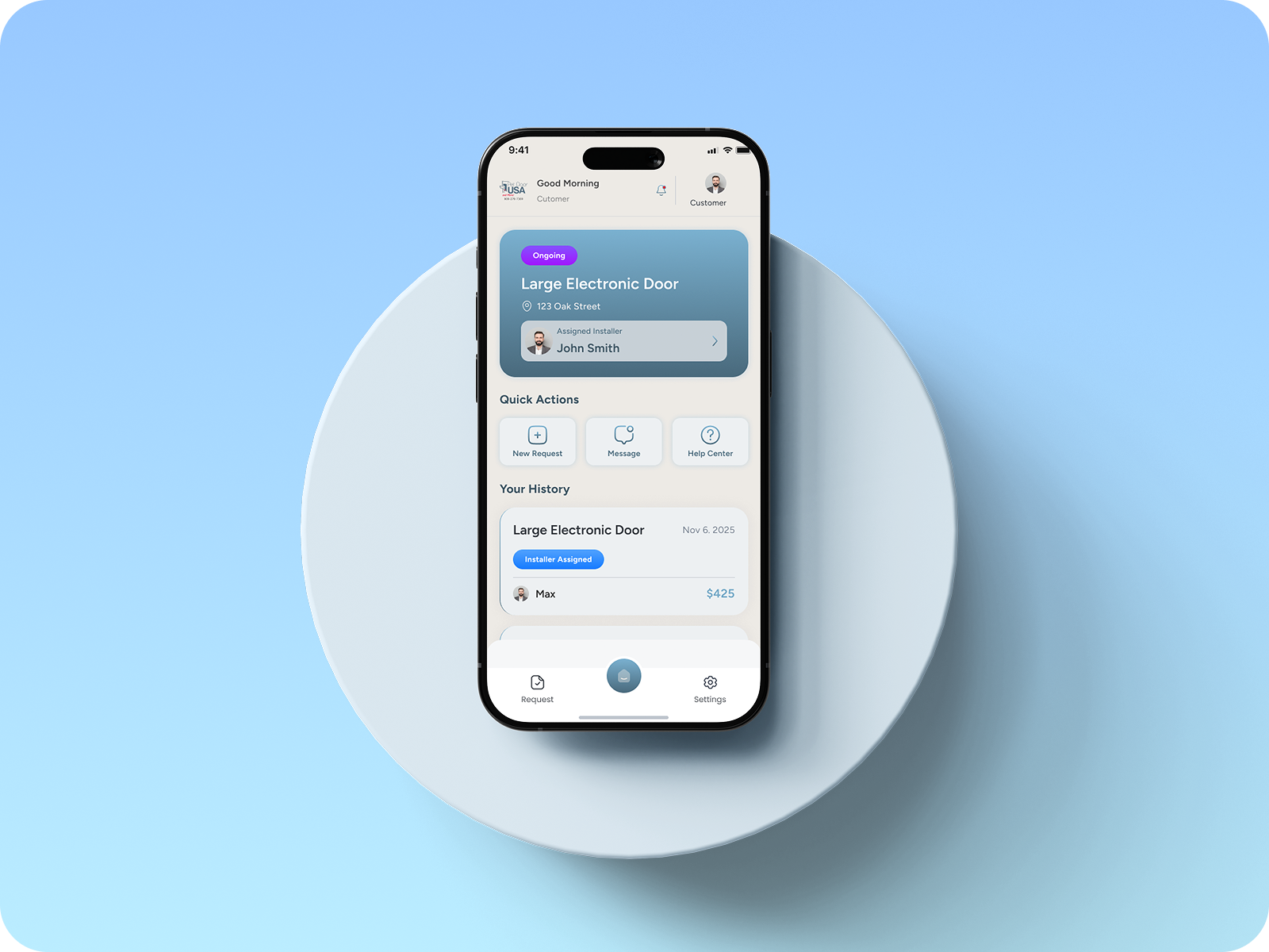 PetDoor Pro Connect: Field Service Management admin panel clean ui dashboard ui job management minimal ui mobile app saas ui ux workflow