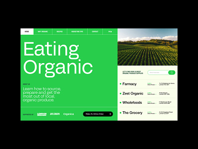 Eating Organic Website | Homepage branding design graphic design typography ui