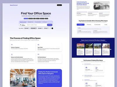 Commercial Office Space Finder Website UI b2bdesign commercialrealestate landingpage officespace productdesign proptech realestate searchui uidesign webdesign