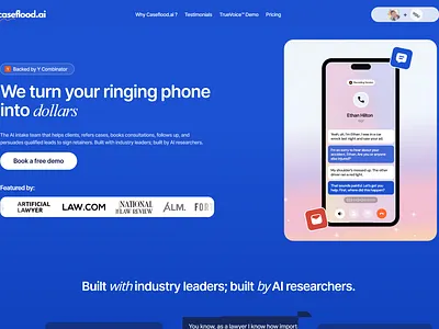 Caseflood.ai - Conversion-Focused SaaS Landing Page (YC) b2b conversion design dashboard framer growth design landing page product design saas startup ui ux web design yc