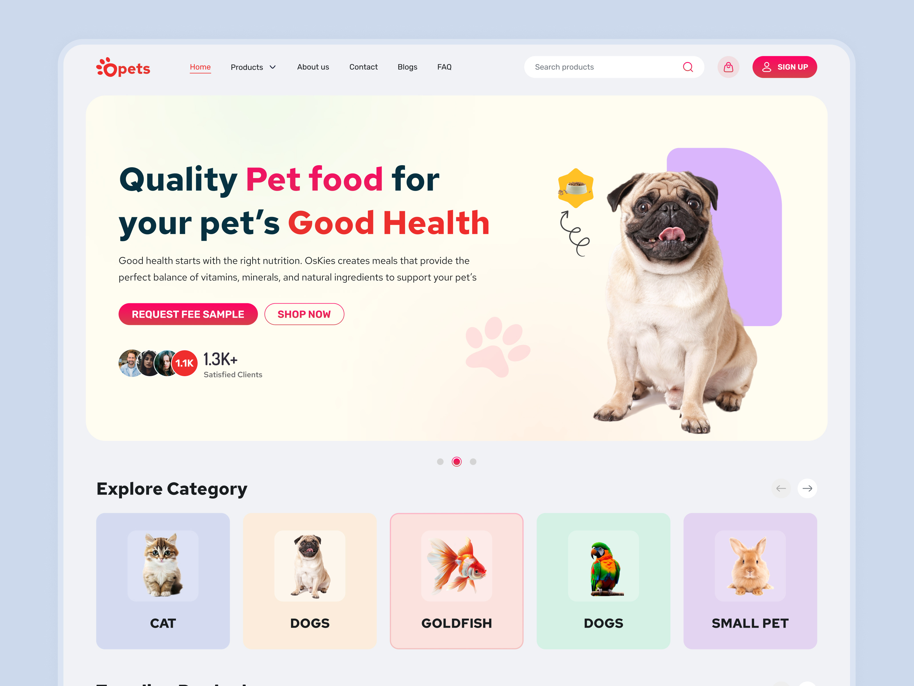 Pet Food website design - Ui/Ux animation landing page design online pet food pet food pet food app pet food ecommerce pet food landing page pet food shop pet food website pets redesign ui ui designer uiux website website design
