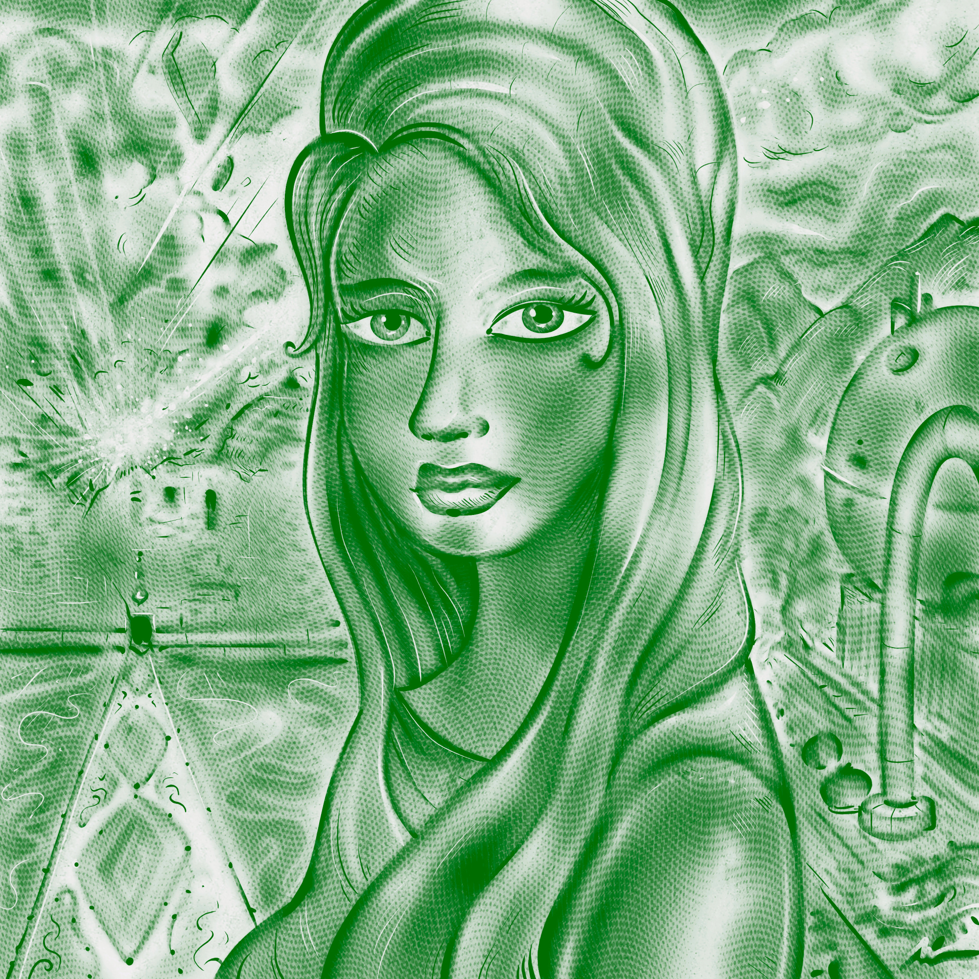 "Middle East Selfie" art branding color pencil design draw dream girl illustration middle east portrait poster tee shirt war water ink woman