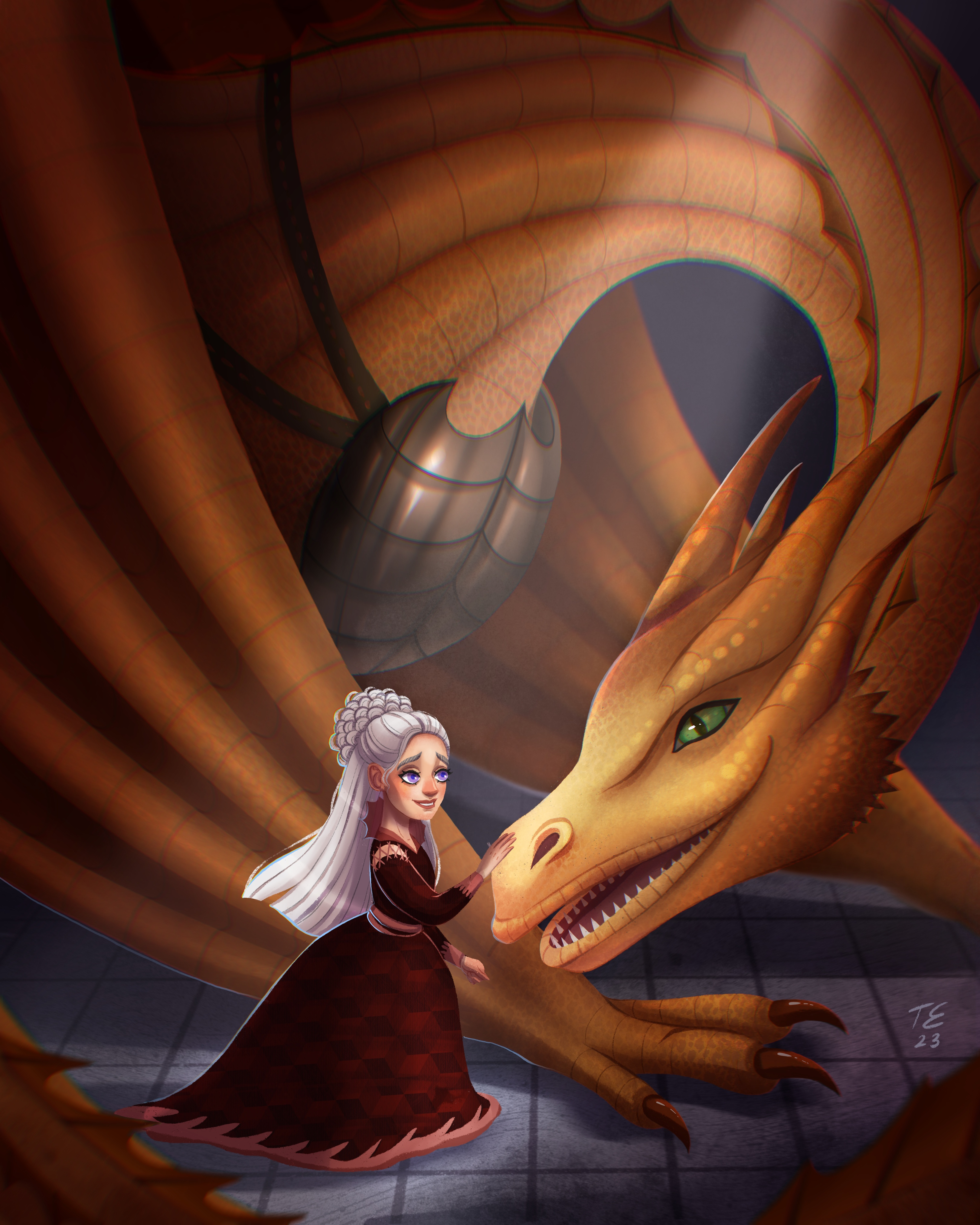 House of the Dragon: Children's Book Illustration Study 2d illustration book cover book cover illustration book design book illustration character design childrens book childrens publishing commercial art dragon art fairytale fantasy illustration hbo fan art house of the dragon illustration procreate rhaenyra targaryen storybook character visual storytelling whimsical