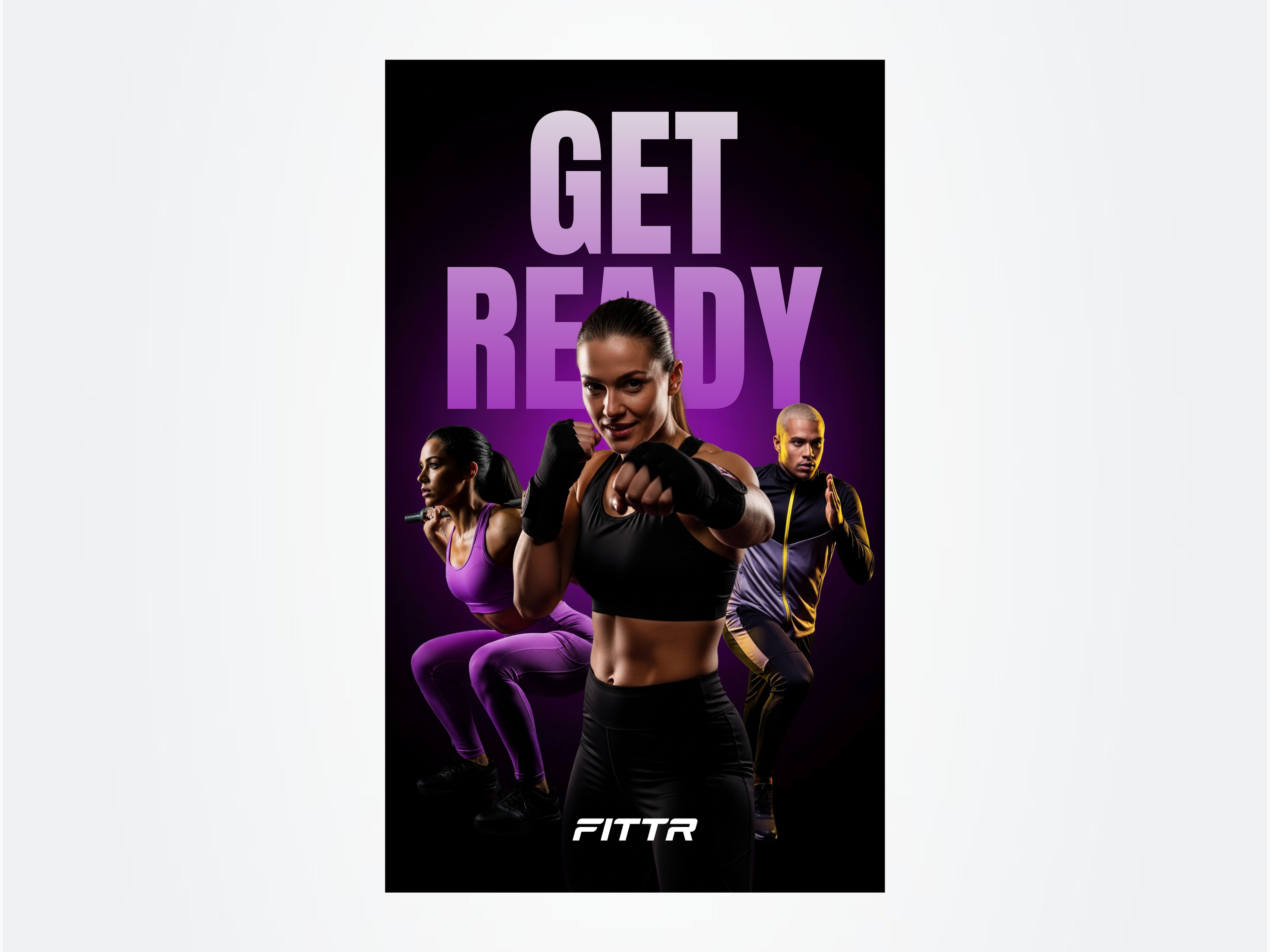 Fittr Challenge Event Standee Poster banner bold brand new campaign challenge energy event fitness graphic design gym high end minimalist neon poster premium print sleek sports standee workout