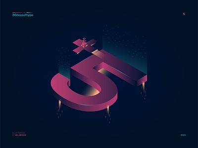 5 - 36daystype 2022 36daysoftype 5 art gradient hud illustration illustrations numbers sci fi stars type design typography vector visual design