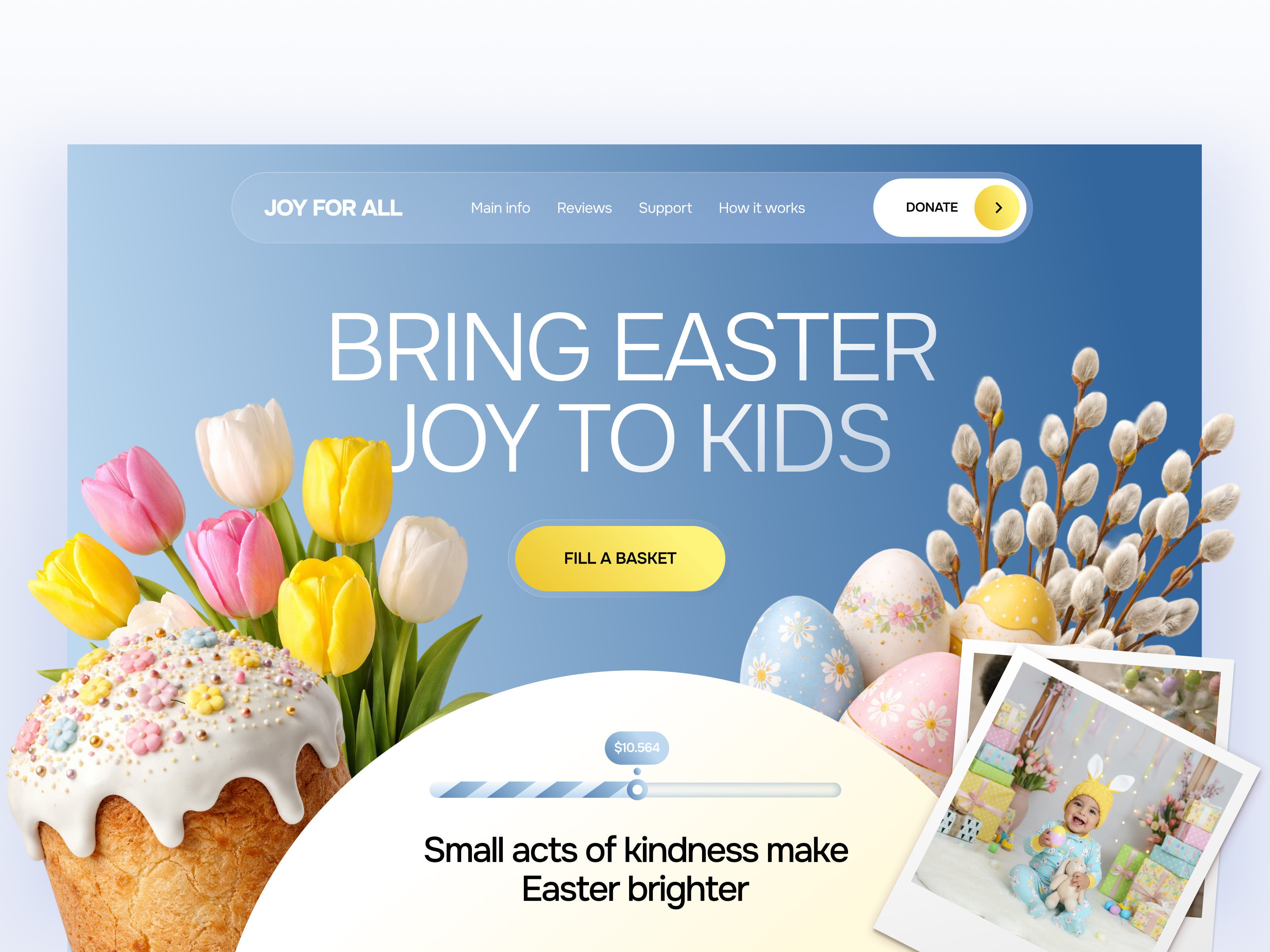 💛 Web Design for Charity Campaign | Hyperactive charity clean ui color design donate donation easter foundation hero section homepage hyperactive landing page ui ux web design website