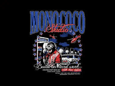 MonoCoco Studio - Merch Design! 90s poster adobe photoshop design inspiration film graphic design idea holywood ideas illustrator merch merch design monkey monococo photoshop poster shirt design studio studio design studio logo tarantino y2k