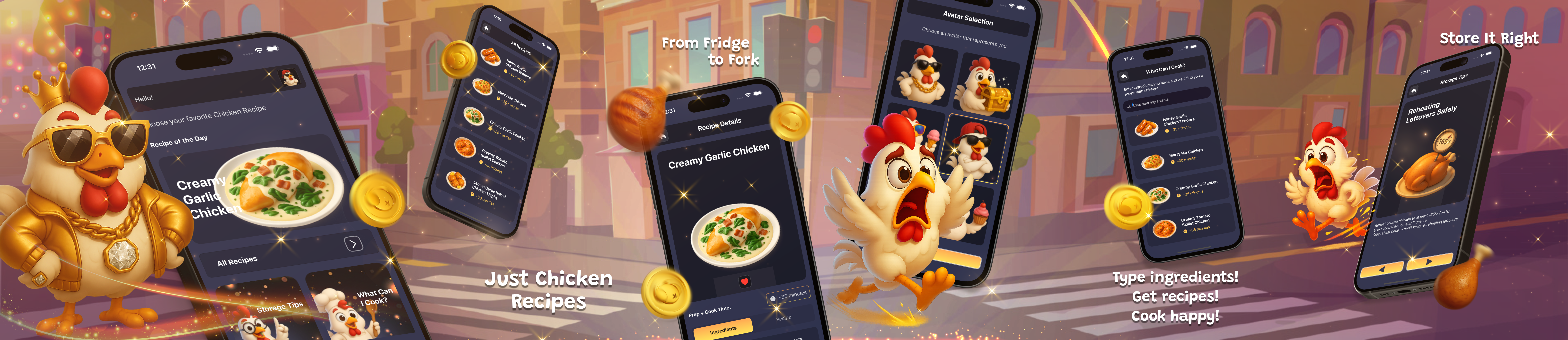 Chicken Recipes — Your Simple Chicken Cooking Companion app store banner casino coin igaming mobile app mobile design recipe ui