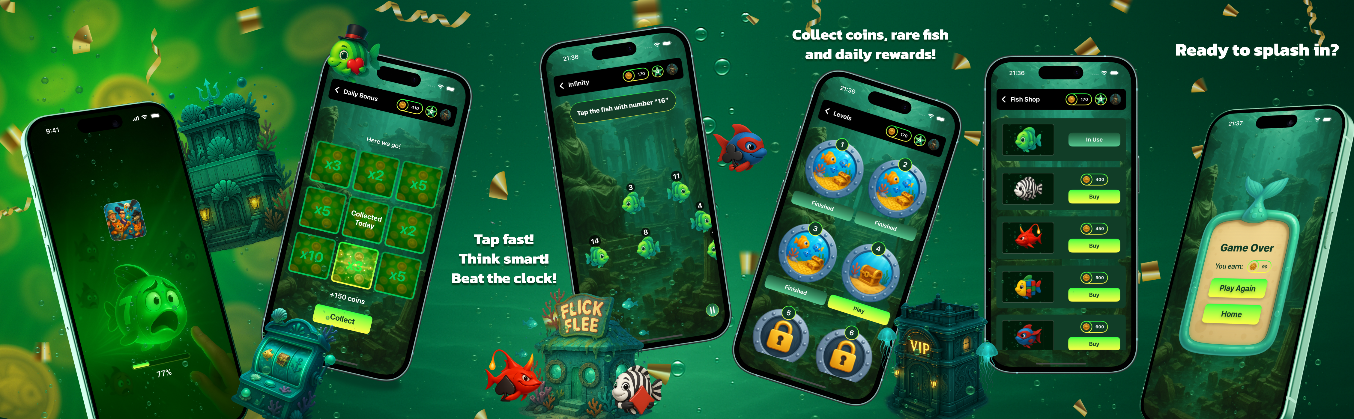 FishTap — Fast Reflex Ocean Game app app store banner graphic design igaming mobile mobile app mobile design ui