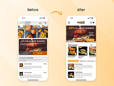 Mobile app - UI Redesign concept app app design branding burger design ecommerce food app mobile mobile app mobile design mobile interface mobile redesign product design redesign splash screen ui ui design uiux ux ux design