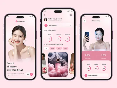 Smart Skin Care App UI ai app appdesign beauty care dailyui face facescan figma minimal mobileapp productdesign skincareapp ui uiux ux