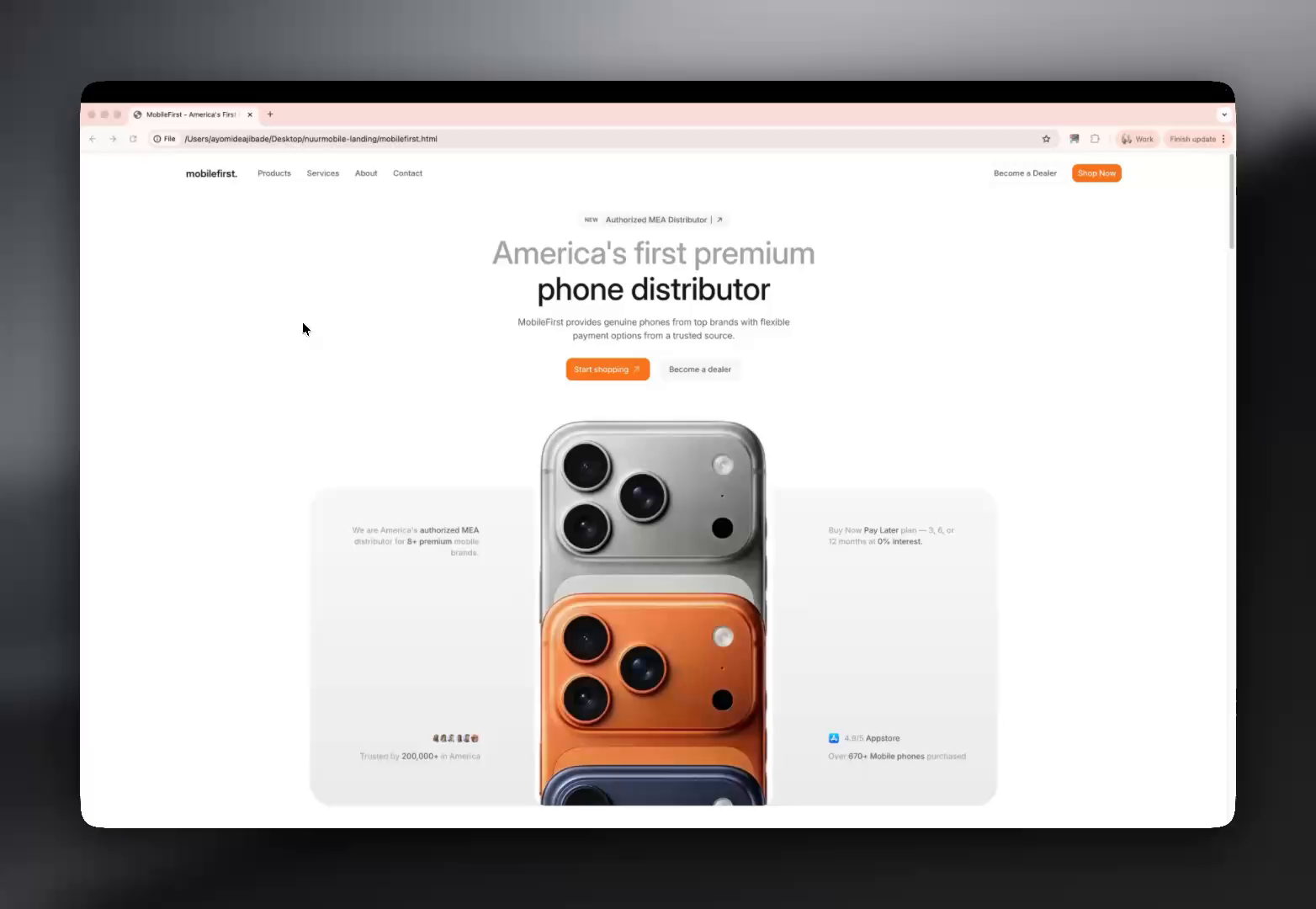 Example of Mobile First Landing Page Design