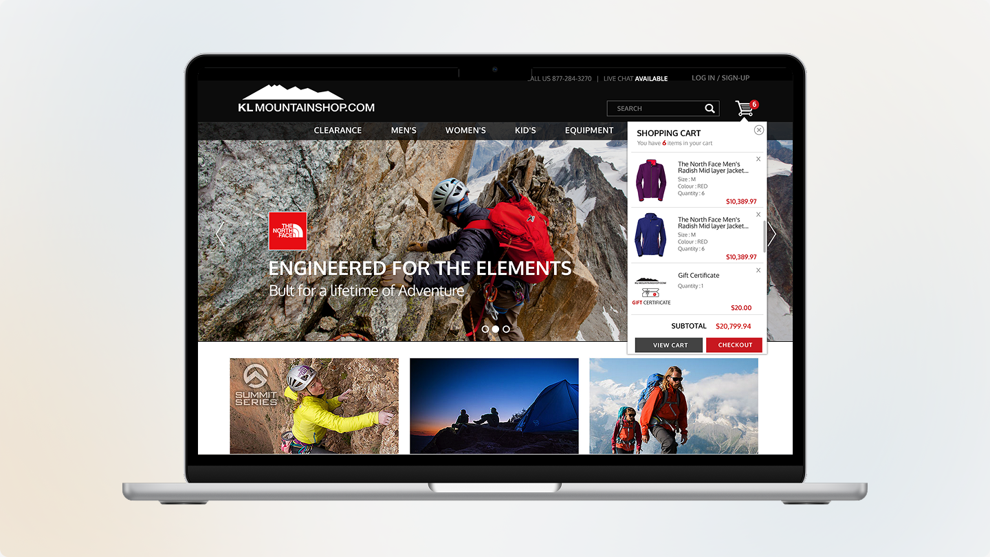 Kibo Outdoor Gear E‑commerce Concept b2c ecommerce be design digital strategy responsive design ui usa