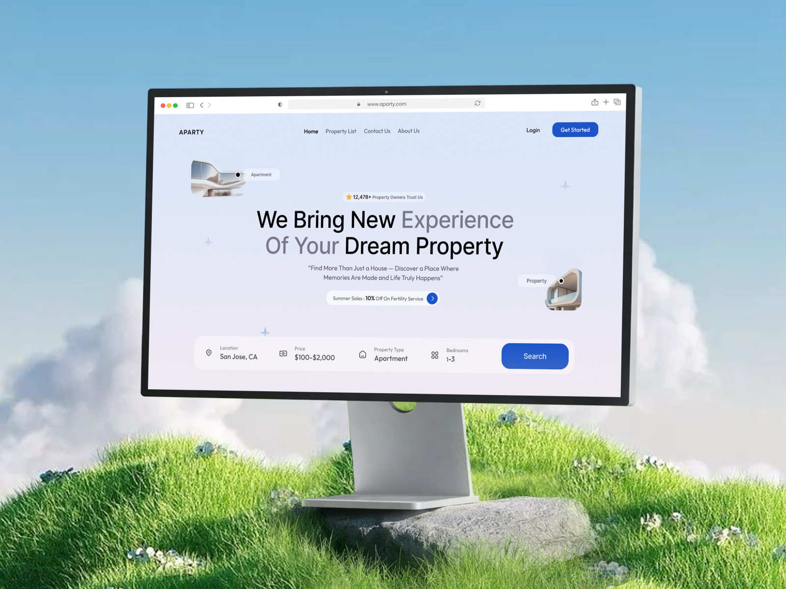 Property Booking Website – Homepage UI Design apartement booking booking platform booking web booking website corporate website hotel hotel booking modern web property rental property website real estate real estate agency rental rental website travel travel website ui ux design web design website