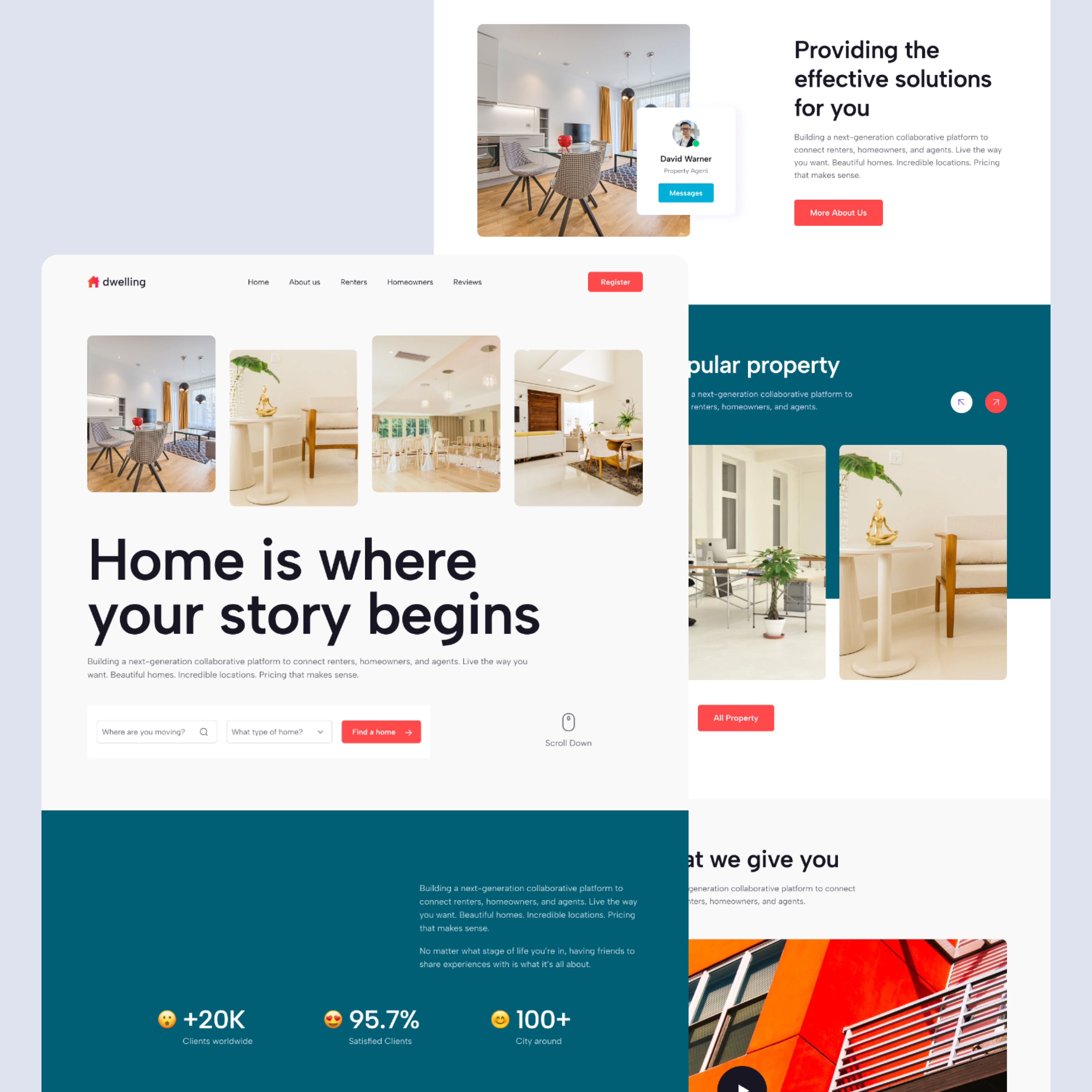 Dwelling - Real Estate Landing Page Design design homepage design landing page landing page design real estate real estate homepage real estate homepage design real estate landing page real estate landing page design ui ui ux
