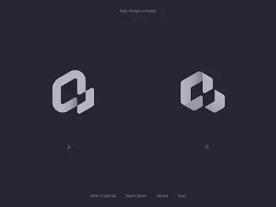 Loop / α / Blocks Logo Testing ai alpha animation blockchain blocks box branding crypto for sale glass gradient icon identity lepisov lettering liquid logo premade α