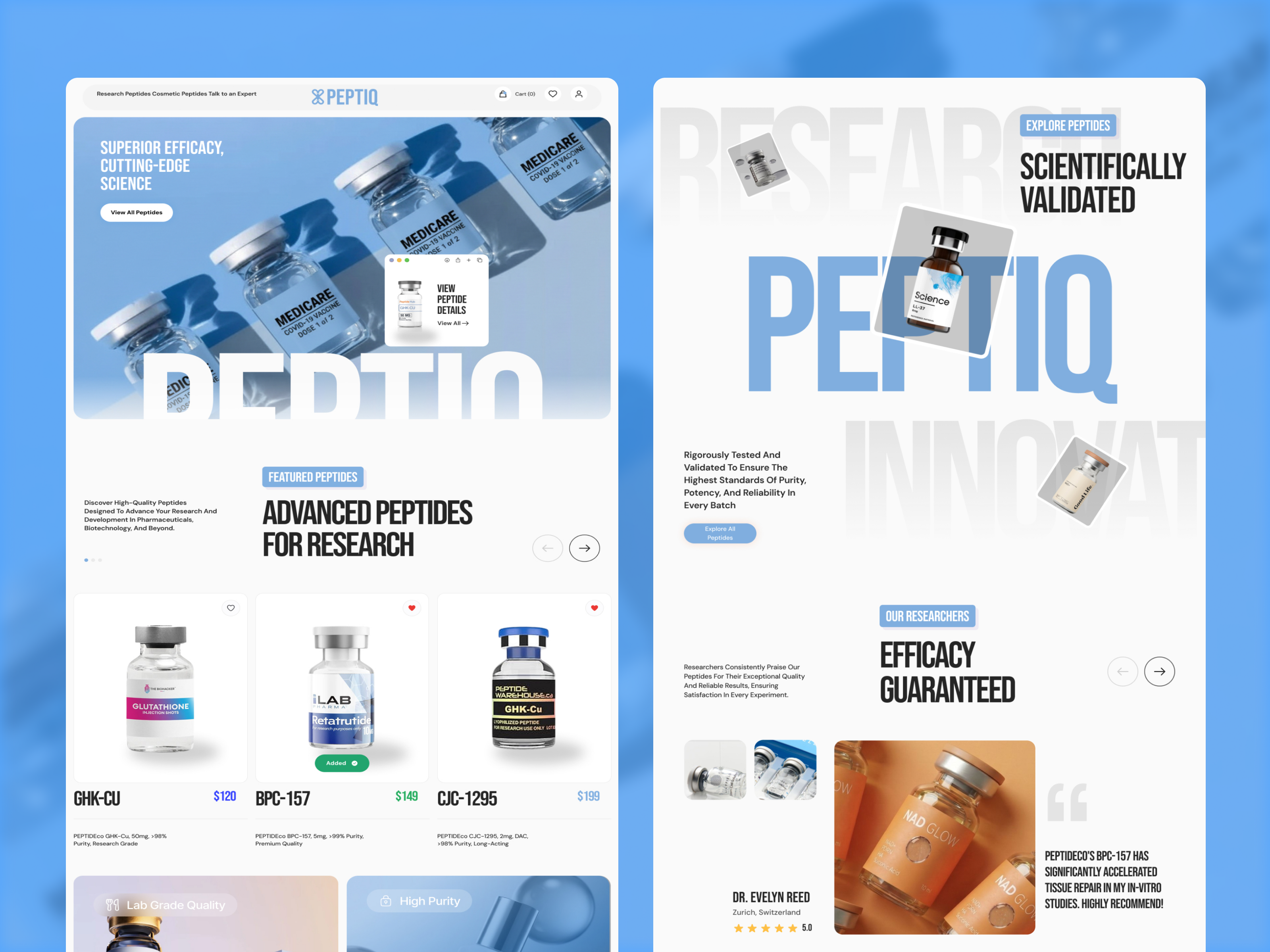 Example of Peptide & Biotech Website Design UI/UX