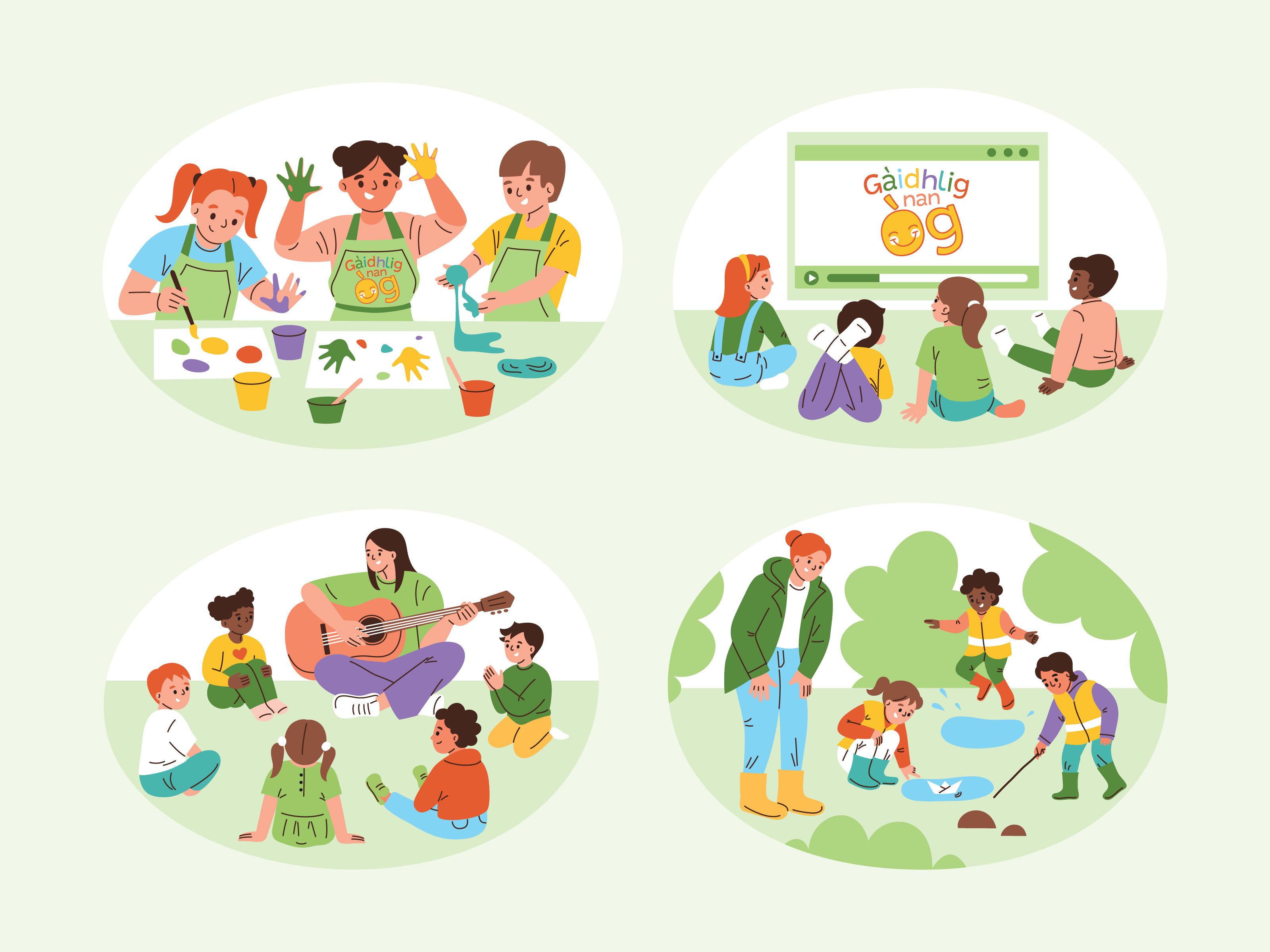 Kids Learning Gaelic — Storlann Educational Charity character charity children colorful cute digital education educational flat gaelic illustration kids language learning scene school scotland scottish vector web