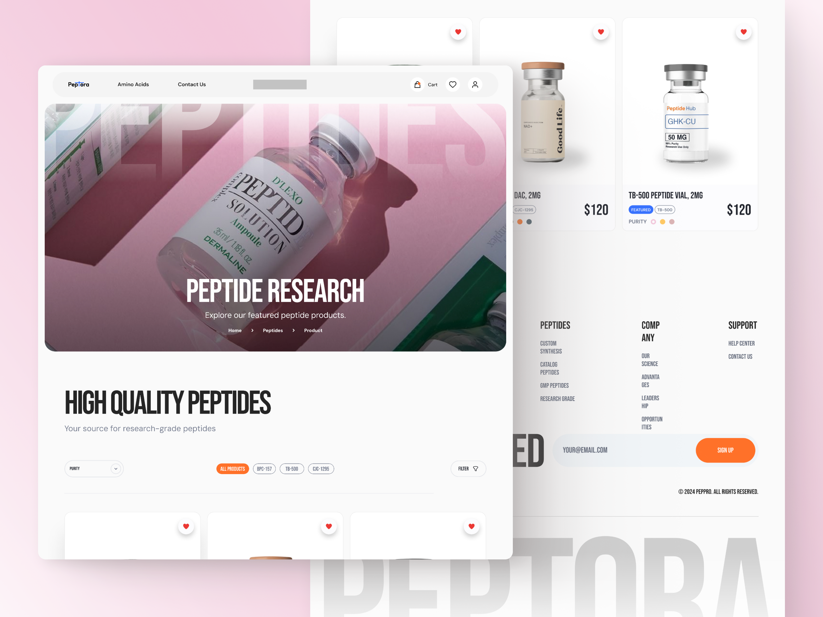 Example of Modern Peptide Store Website Design