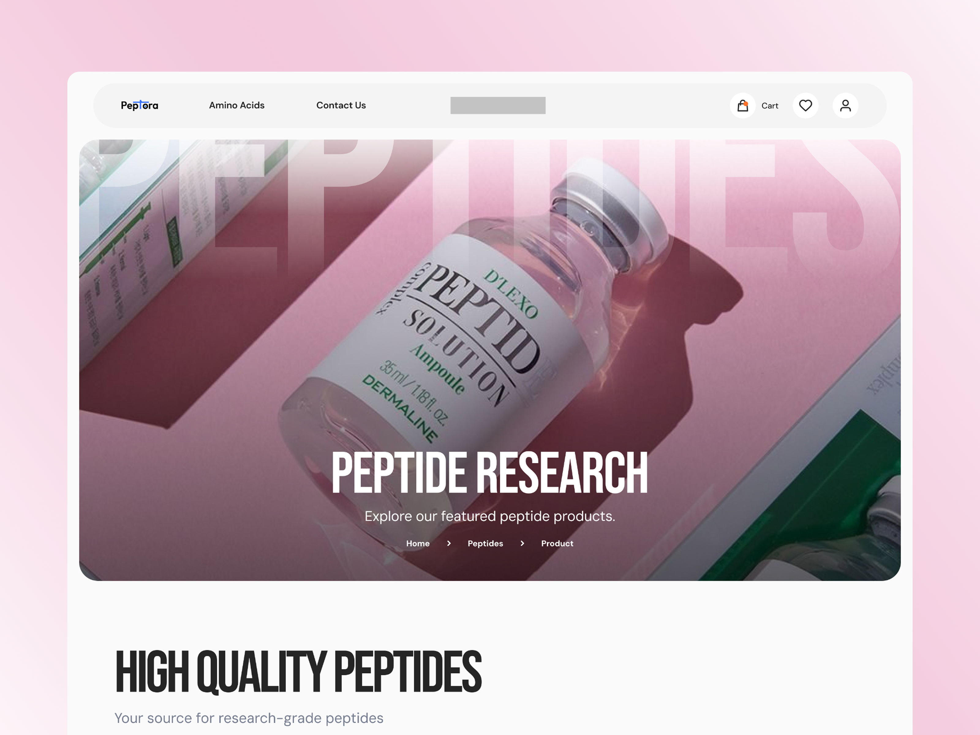 Example of Modern Peptide Store Website Design