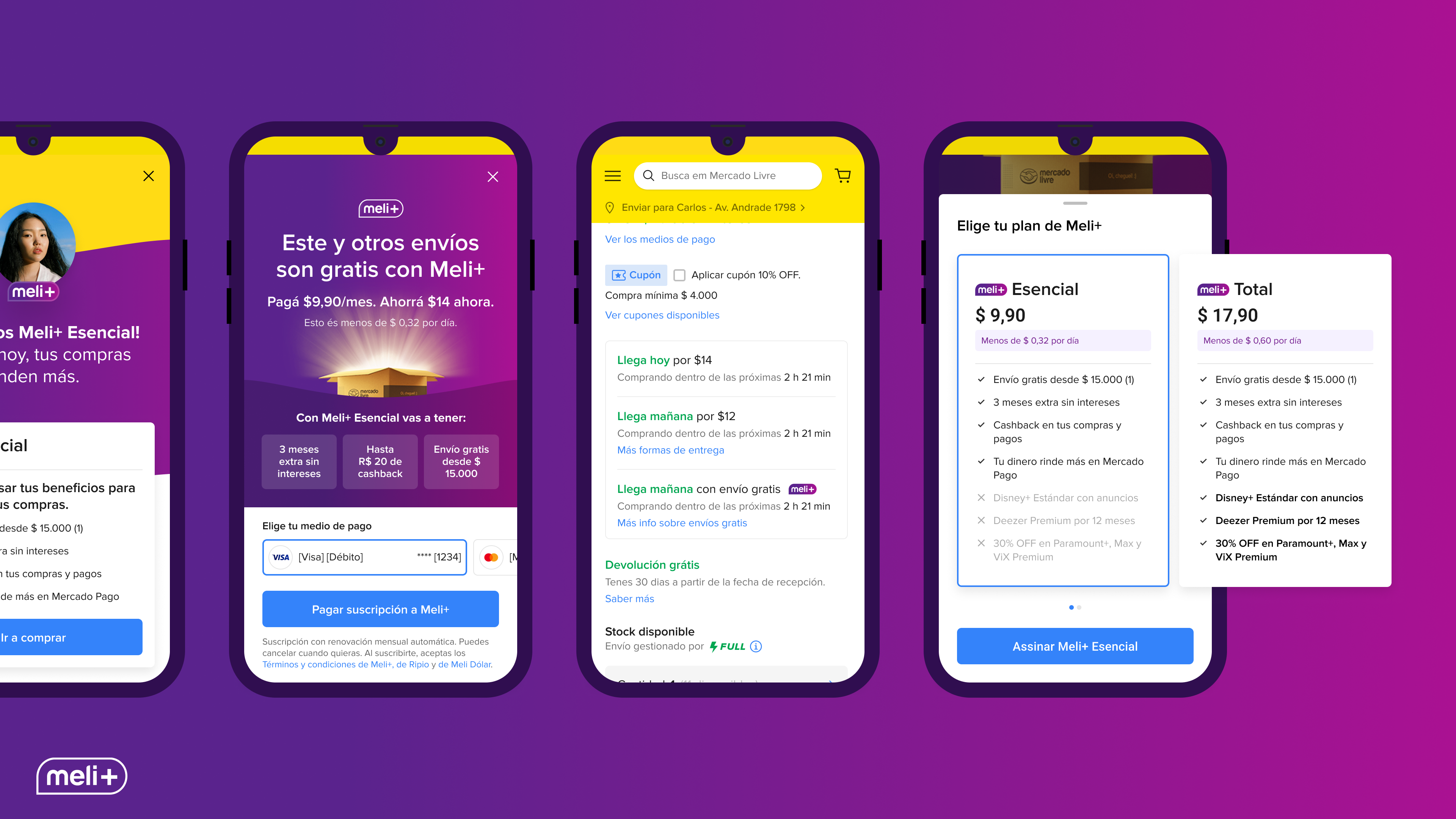 Meli+ Challenge app checkout congratulations mobile price price table profile promo ui